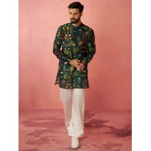 Vastramay Green Muslin Regular Full Sleeves Kurta With Pant