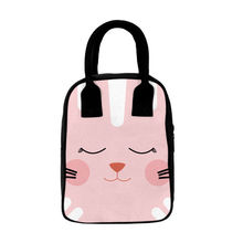 Crazy Corner Pink Cat Face Printed Insulated Canvas Lunch Bag