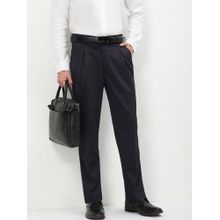 SHOWOFF Men Navy Blue Solid Formal Trouser