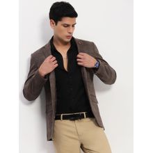 SHOWOFF Men Brown Checked Single Breasted Blazer