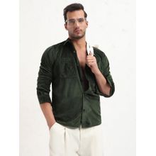 SHOWOFF Men Green Solid Slim Fit Shacket