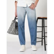 SHOWOFF Mens Blue Washed Straight Fit Ombre Jeans