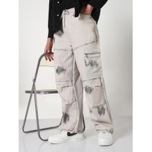 SHOWOFF Mens Grey Straight Fit Cargo Pocket Jeans