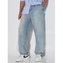 SHOWOFF Edition Men's Blue Distressed Solid Straight Fit Denim Jeans