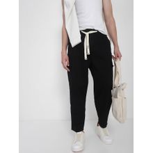 SHOWOFF Edition Mens Black Solid Tapered Fit Cargo Pant