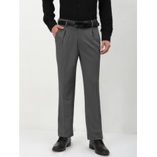 SHOWOFF Mens Charcoal Straight Fit Formal Trouser