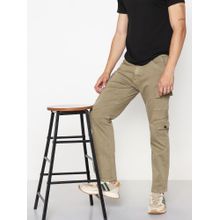 SHOWOFF Men Khaki Straight Fit Cargo Jeans
