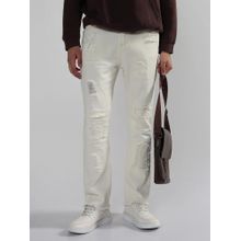 SHOWOFF Men White Slim Fit Distressed Jeans