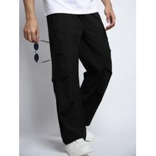 SHOWOFF Mens Black Loose Fit Parachute Trackpant