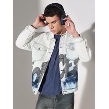 SHOWOFF Men Edition Typography Blue Denim Jacket