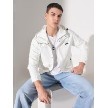 SHOWOFF Men Edition Solid White Hooded Tailored Jacket