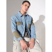 SHOWOFF Men Edition Solid Blue Denim Oversized Denim Jacket