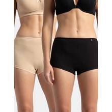 Jockey SS04 Women Cotton Elastane Boy Leg - Black and Light Skin (Pack of 2)