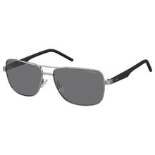 Polaroid Grey Polarized Lens Rectangular Sunglass Ruthenium Matte Black Frame