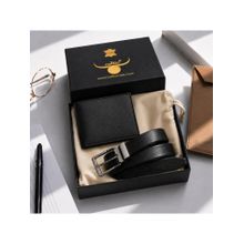 Celtic Premium Black Leather Belt & Wallet Combo Gift Set