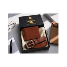 Celtic Premium Tan Leather Belt & Wallet Combo Gift Set