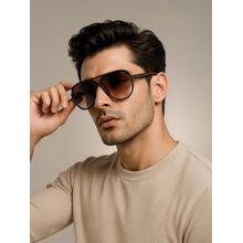 IRUS Idee Black 100% Uv Protected Pilot Full Rim Unisex Sunglass (Brown Gradient Lens)