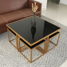 Claymint Valentino Black Glass Nesting Coffee Table in Dark Gold Finish