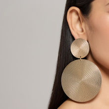 Pipa Bella by Nykaa Fashion Gold Textured Disc Shape Statement Party Earrings