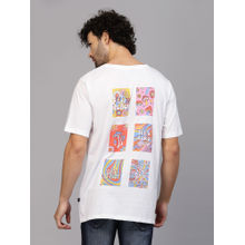 RIGO Men White Oversized Back Printed Jersey T-Shirt
