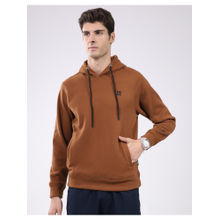 Rock.it Men Brown Solid Regular Full Sleeve Hoodie