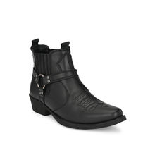 Delize Stripes Black Lace-up Cowboy Boots
