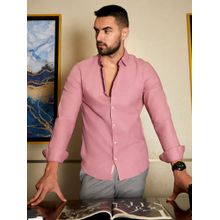 Campus Sutra Mens Self Design Pink Shirt