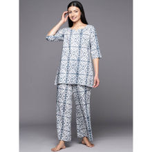 Libas Grey cotton tie-dye with round notch neck detail kurti with cotton pyjamas (XS)