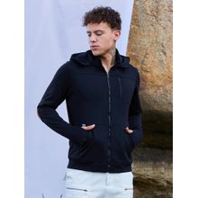 Campus Sutra Men Jet Navy Blue Zip-Front Travel Hoodie