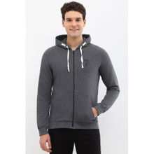 Allen Solly Men Grey Hooded Neck Full Sleeves Casual Hoodie