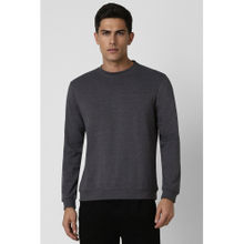 Van Heusen Men Grey Solid Crew Neck Sweatshirt