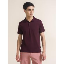 DaMENSCH Burgundy Thermoregulating Regular Fit Polo T-Shirt