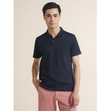 DaMENSCH Navy Blue Thermoregulating Regular Fit Polo T-Shirt