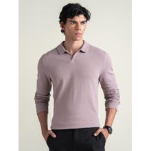 DaMENSCH Lavender Popcorn Texture Full Sleeve Polo T Shirt