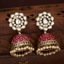 Sukkhi Classy Pearl Gold Plated Kundan Meenakari Jhumki Earring For Women (SKR73331)
