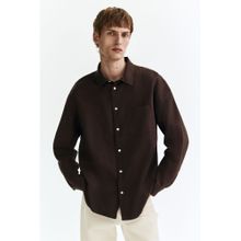 H&M Men Brown Relaxed Fit Linen-Blend Shirt