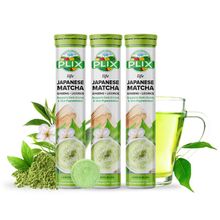 Plix Life Japanese Matcha Effervescent Tablets - Dark Circles & Skin Pigmentation - Pack Of 3