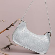 Haute Sauce Light Blue Textured Vegan Leather Shoulder Bag