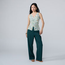 Twenty Dresses by Nykaa Fashion Mint Green Floral V Neck Sleeveless Ruched Top