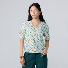 Twenty Dresses by Nykaa Fashion Mint Green Floral V Neck Half Sleeves Top