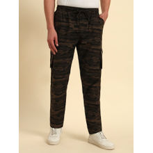 Cantabil Men Olive Green Camouflage Print Regular Fit Lower Trackpant