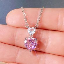 Designs & You Silver Plated American Diamond Studded Pink Heart Shape Pendant