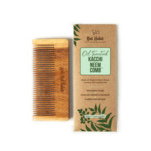 Nat Habit Oil Treated Kacchi Neem Handmade Wooden Comb - Fine Tooth for Daily Styling, Purse Sized
