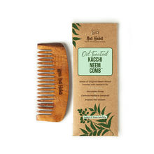 Nat Habit Oil Treated Kacchi Neem Handmade Wooden Comb - Wide Tooth Bounce Comb for Voluminous Hair