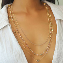 Ayesha Women Beaded Gold Toned Triple Layered Long Boho Necklace