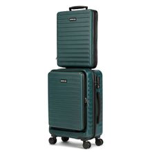 Assembly Cabin Trolley (20 inch) with Hard Shell Laptop Backpack - Green