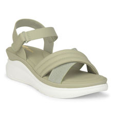 Bata Comfit Women Green Casual Wedges Sandals