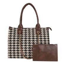 MINI WESST Women's Brown Tote Bag And Pouch (Set of 2)