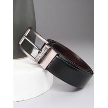 Louis Philippe Men 100% Italian Leather Brush Gun Metal Buckle Formal Reversible Belt