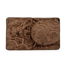 EZ Life Luxe Flowers Rashe Emboss 3 Piece Bathroom Mats Set (L 80 x W 50 cms)
